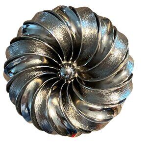 Vintage Silver-Tone Swirl Brooch Pin With Textured Design For Women